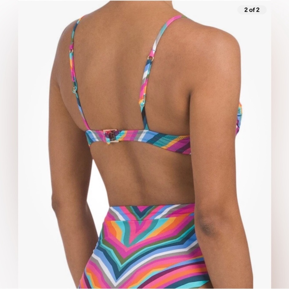 BNWT Trina Turk Colorful Chevron Bikini Top - Picture 2 of 13